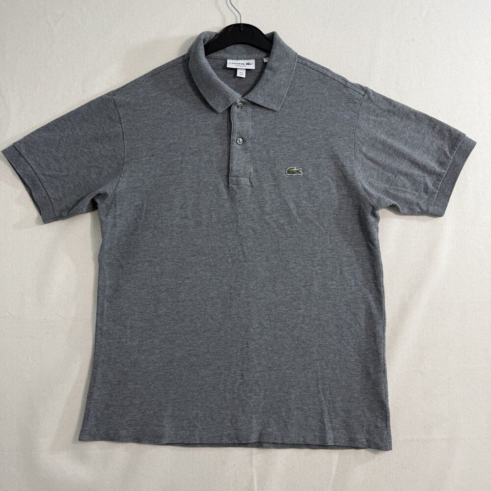 Lacoste Classic Fit Mens Size Medium Grey Shirt Polo Short Sleeve